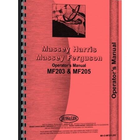 MH-O-MF203 205 Industrial Construction Operator Manual Fits Massey Ferguson 203